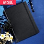 papertree premium leather cover sketch book with elastic band a4 size