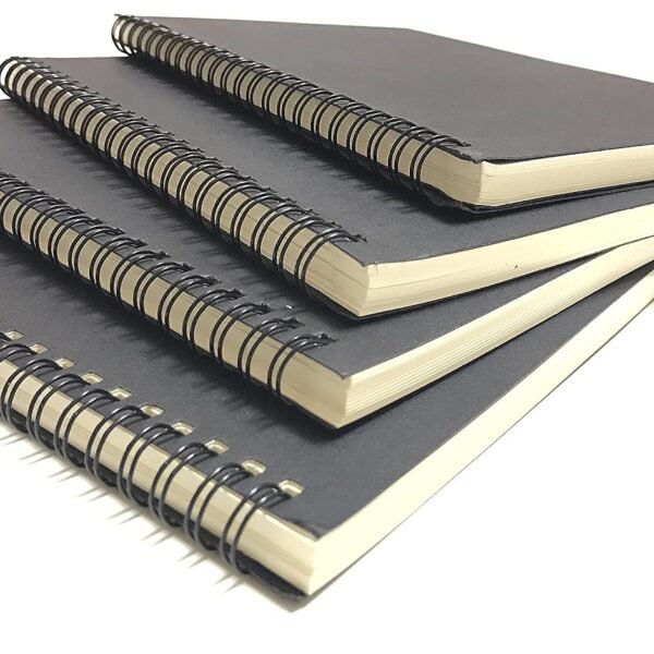 Papertree Spiral Sketch Notebook A5 White Blank Paper Wirebound - Black cover