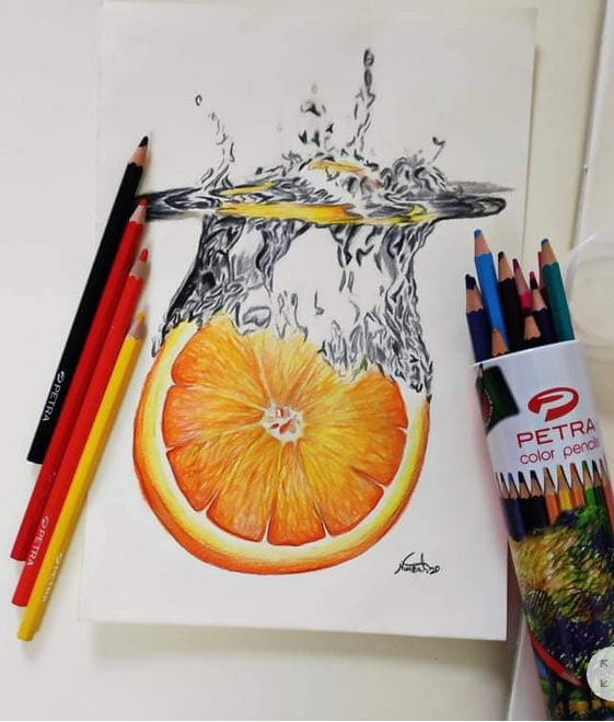 petra 12 pcs water color pencil round tin with brush