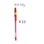 red leaf ball point pen extra fine 1.0mm 12 pcs red