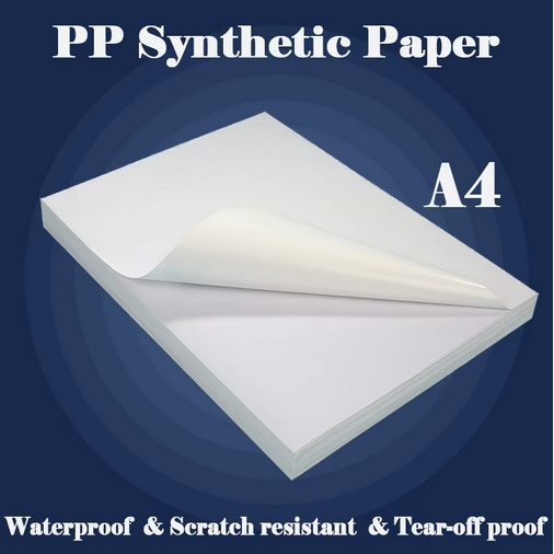 self adhesive synthetic paper tear off resistant label sticker for inkjet or laser printer satin sticker a4 size 20 sheets