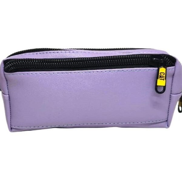 smooth zipper pencil bag and travel storage bag purple leather