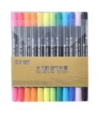 sta aquarelle dual tip fine liner brush pen non toxic water based ink 12 pcs