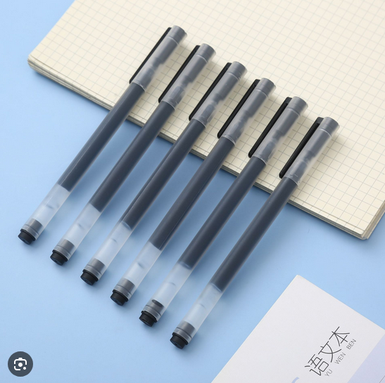 6 pcs juneng writing gel pen student office signature pen large capacity 0.5 bullet ballpoint pen carbon black water pen