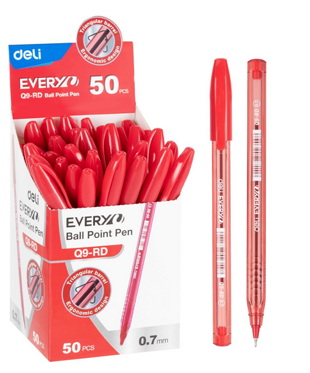 deli eq9 rd ball point pen mini tip 0.7mm red 10 pcs