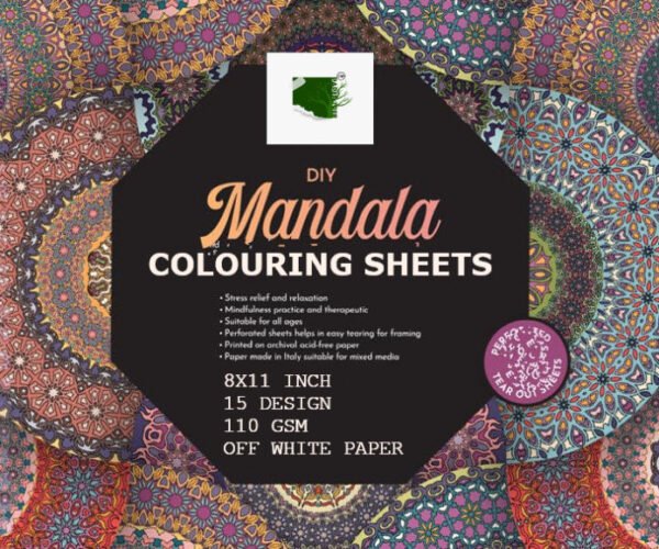 papertree diy mandala colouring sheets 8” x 11” 110gsm with 15 art work