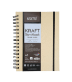 brustro toned paper kraft sketchbook | a5, 100 gsm | 100 sheets/200 pages |wiro bound, spiral, premium,acid free paper, ideal for dry media, mandala art, graphite, charcoal, colour pencils, gel pens