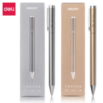 deli s99 rotating metal pen pen gel pen sign pen business office student 0.5 sign pen rotating core gold