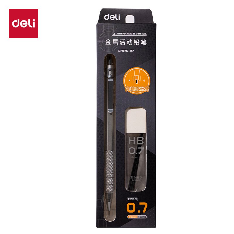deli sh170 metal mechanical pencil hb 0.7 mm with lead and eraser deli sh170 metal mechanical pencil hb 0.7 mm with lead and eraser