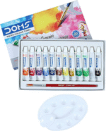 doms water colour paint 12 color tubes box 1pc brush &1pc palette for water painting 12 shade new pack