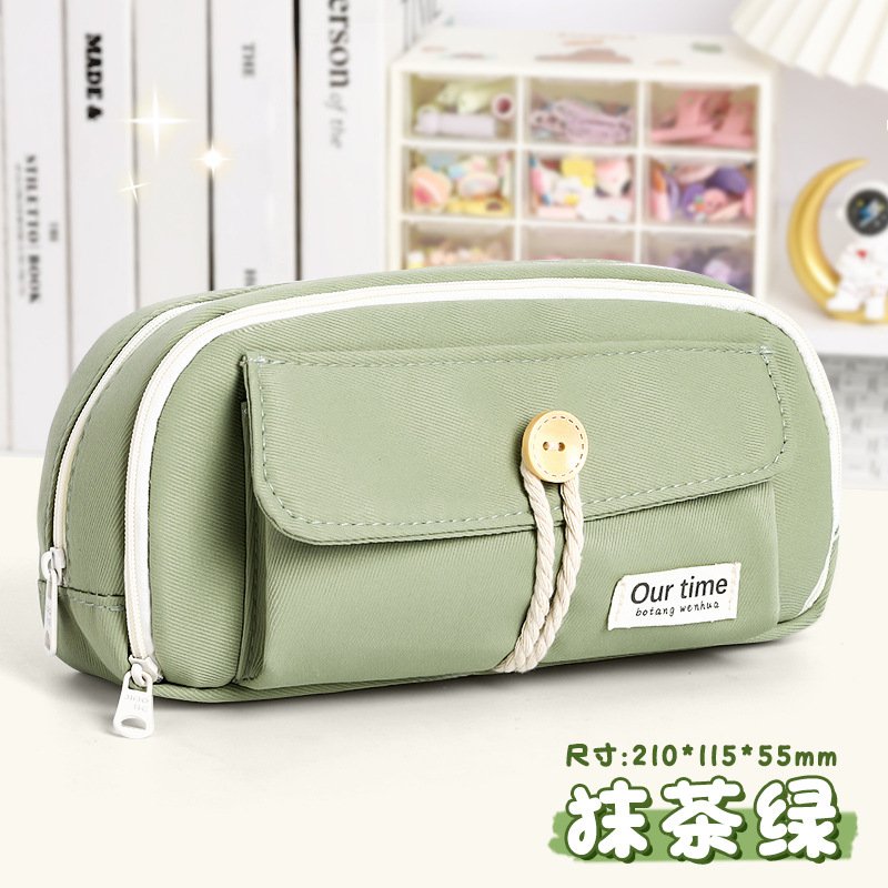 large capacity three layer pencil case cute canvas pen pouch bag cosmetic bag portable storage bag for teen students office school supplies green large capacity three layer pencil case cute canvas pen pouch bag cosmetic bag portable storage bag for teen students office school supplies green