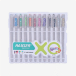 hauser xo multicolor gel pen with hard box case | pack of 12 pens