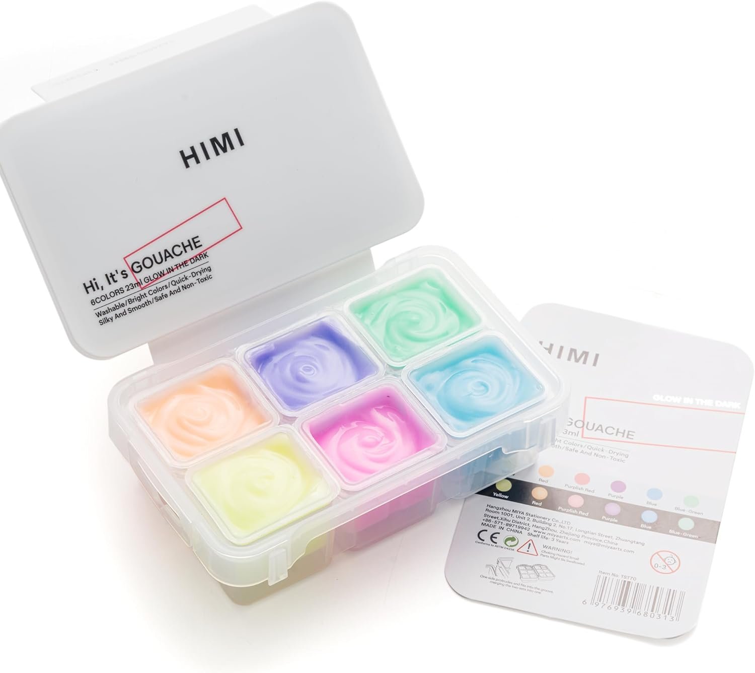 himi glow in the dark jelly gouache paint set, 6 colors 23ml himi glow in the dark jelly gouache paint set, 6 colors 23ml