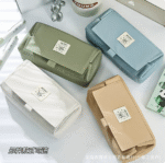 ins cute flip canvas pencil bag student high looking pencil bag creative large capacity double layer stationery storage bag green