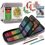 kalour 132 colored pencils set,with adult coloring book and sketch book,artists colorless blender,zipper travel case,soft core,ideal for drawing sketching shading,art supplies for beginners kids