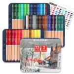 kalour professional 72+2 set of colored pencils with colourless burnisher and blender pencils