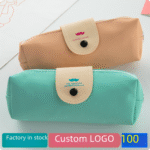 korean style simple beard snap pencil case pu large capacity student stationery bag pencil