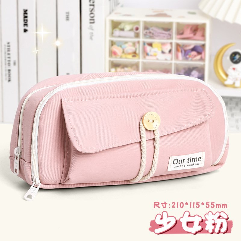 large capacity three layer pencil case cute canvas pen pouch bag cosmetic bag portable storage bag for teen students office school supplies pink large capacity three layer pencil case cute canvas pen pouch bag cosmetic bag portable storage bag for teen students office school supplies pink