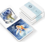 potentate square watercolor journal, 100% cotton hot press watercolor paper,140lb/300gsm acid free,48 sheets 3.94x3.94” small sketchbook for adults, students, and kids