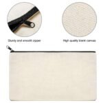 premium pouch pencil bag for cosmetics, mobile, coins off white canvas with zipper, 8x4.5 inches white