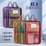 retro l shaped file bag student satchel mesh book bag subject classification storage bag tutoring bag (1pcs)