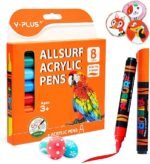 yplus acrylic paint pens for kids, permanent fabric markers waterproof, acrylic markers painting for rock clothes wood and more 8 colours