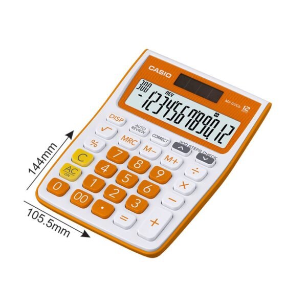 casio mj 12vcb rg solar and battery powered basic calculator white::orange