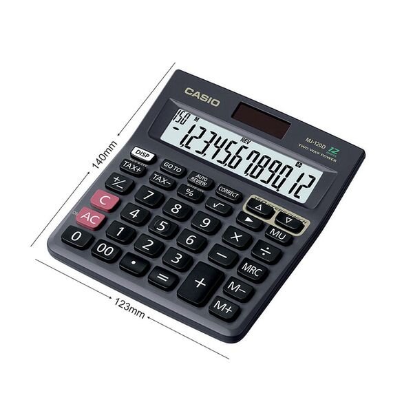 casio mj 120d solar and battery powered basic calculator black