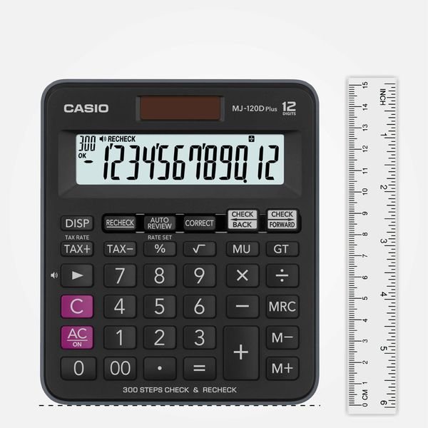 casio mj 120dplus bk solar and battery powered basic calculator black