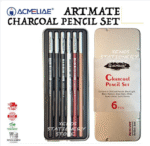 acmeliae charcoal pencil 6 pcs set with metal case