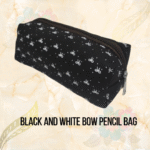 black and white bow pencil case ins high value cute girl student makeup bag large capacity stationery storage bag