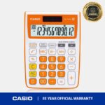 casio mj 12vcb rg solar and battery powered basic calculator white::orange