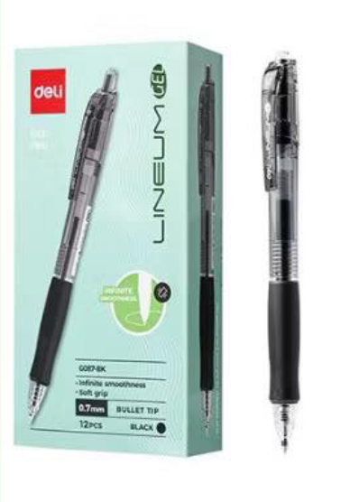 deli eg087 bk lineum 0.7mm gel pen with bullet tip