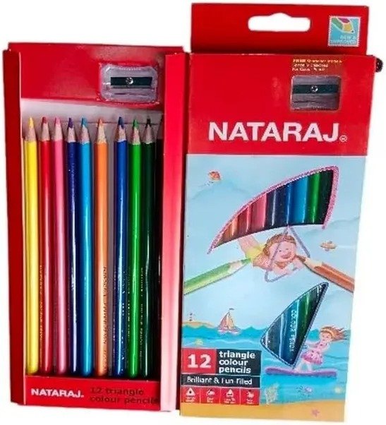 nataraj full size colour pencil set bright & playful colors | non toxic & safe for childrens | set of 24 shades & 12 shades