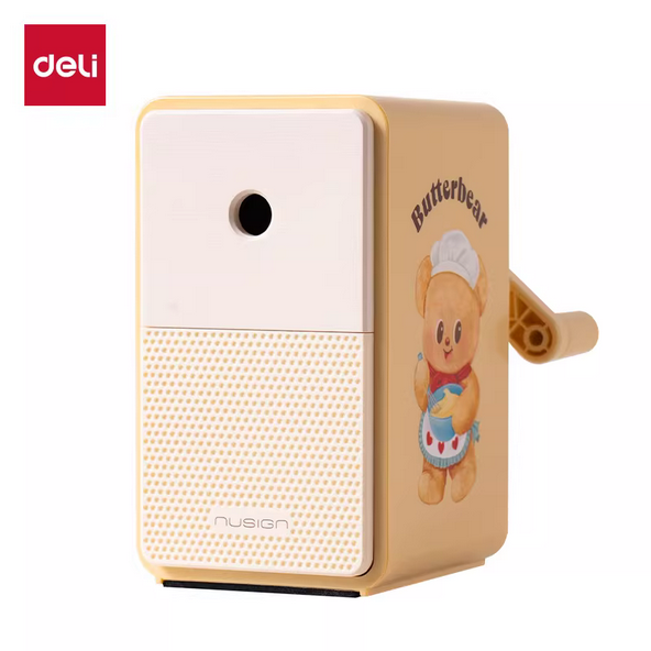 deli ns077 new style manual pencil sharpener automatic pencil sharpener for students pastel yellow