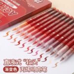 red tone 12 colors acrylic markers soft brush tip professional color series painting drawing art supplies.