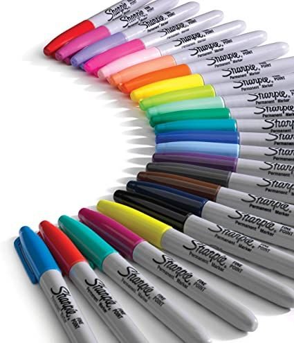Sharpie Permanent Markers Fine Point, Assorted Colors, 24 pcs