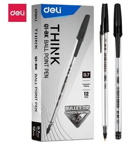 Deli EQ1-BK Think 0.7mm Ball Point Pen Black l 12pcs
