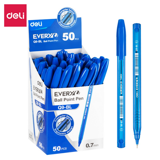 deli eq9 bl ball point pens 0.7mm blue 10 pcs