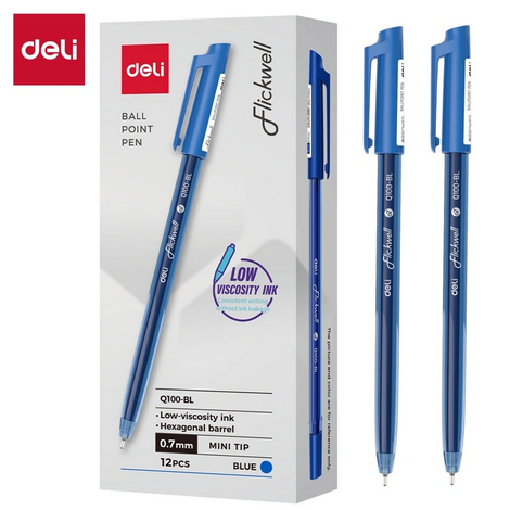 deli eq100 bl 0.7mm ballpoint pen blue