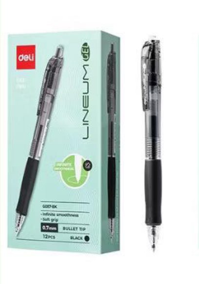 deli eg087 bk lineum gel pen 12pcs