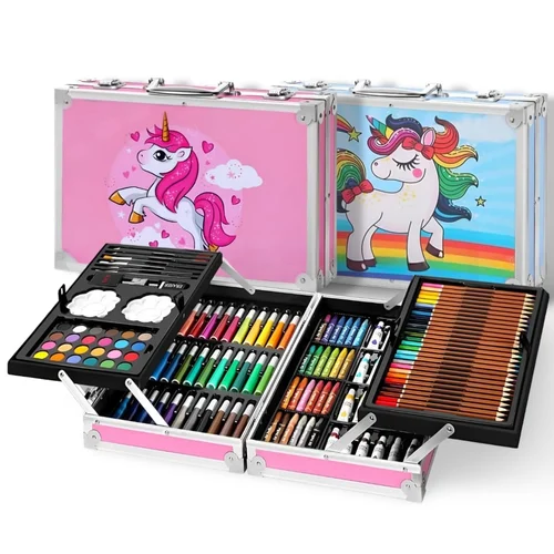 new 145 piece high quality art set with double layer aluminum case durable watercolor, oil & drawing supplies