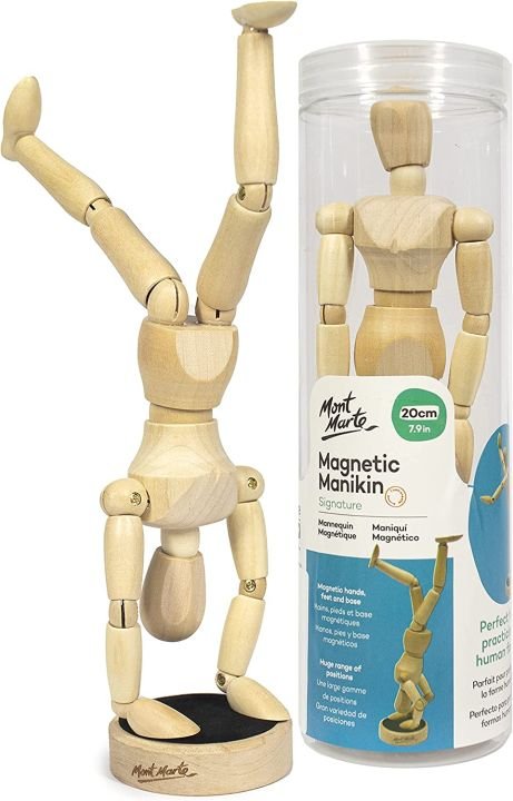 mont marte wooden manikin magnetic 20 cm (7.9 inch)