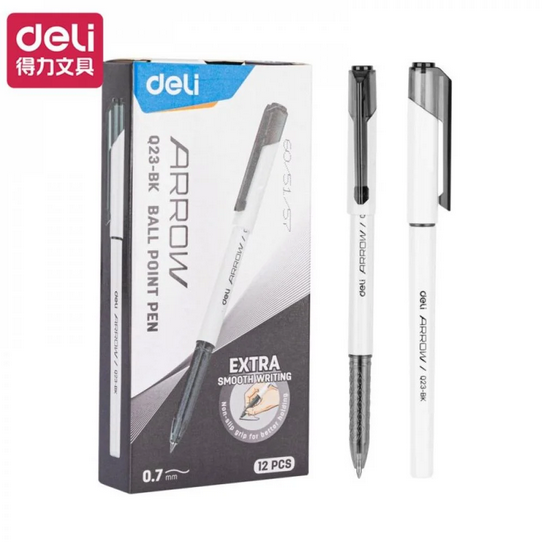 deli eq23 bk ballpoint pen black 0.7mm bullet 12 pcs box