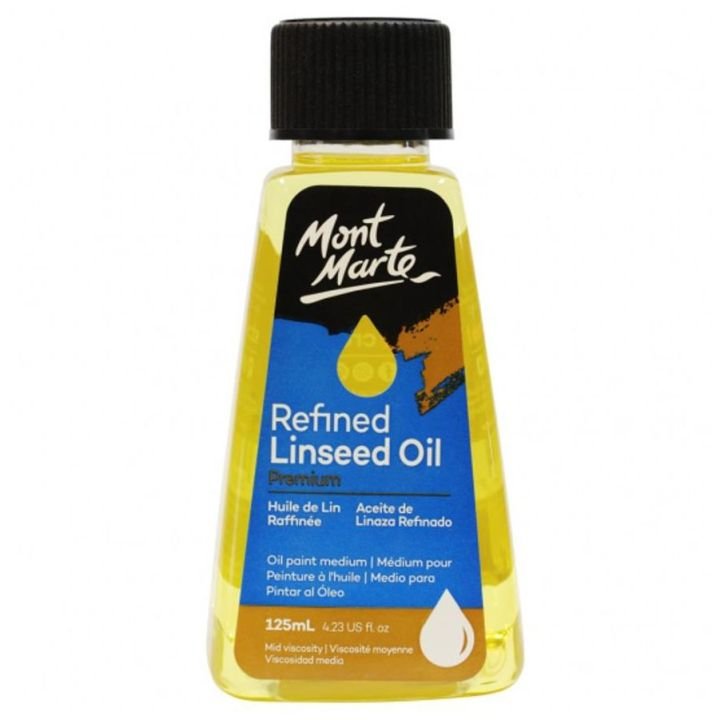 mont marte refined linseed oil premium 125 ml enhances flow slows drying increases gloss