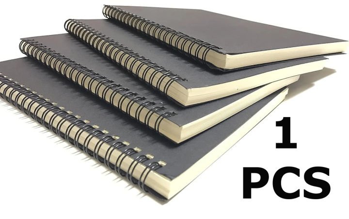 papertree spiral sketch notebook black cover white blank paper wirebound