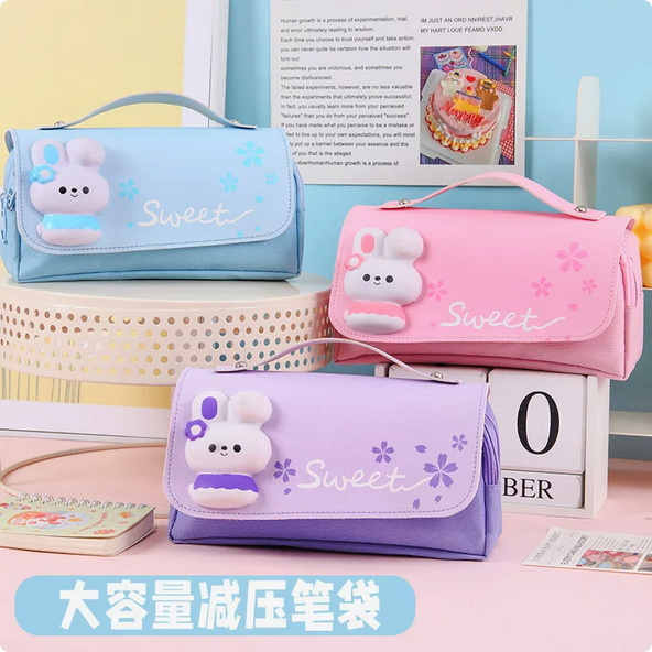 portable pencil bag spacious cute waterproof stationery pouch durable aesthetic decompression for students girls classroom art supplies organization