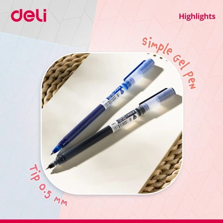 Deli EG16-BK Black Gel Pen 0.5mm -12 Pcs