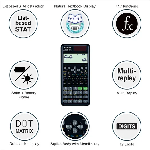 Casio fx-991ES PLUS Black-2nd Edition Non Programmable Scientific Calculator