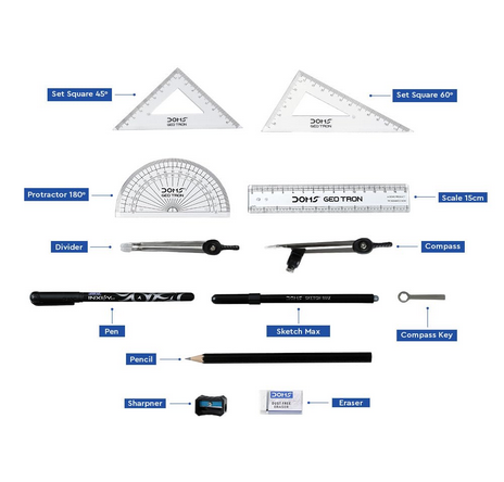 DOMS Geotron geometry box mathematical drawing Instruments Box